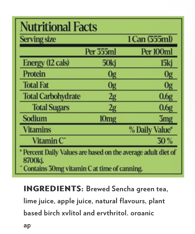 Kreol drinks ice tea nutritional facts sheet | Holistic Health Store Online Australia