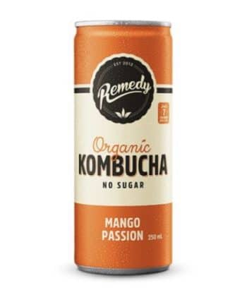 Mango Kombucha made by remedy kombucha. Australian owned and made kombucha. Sugar f
