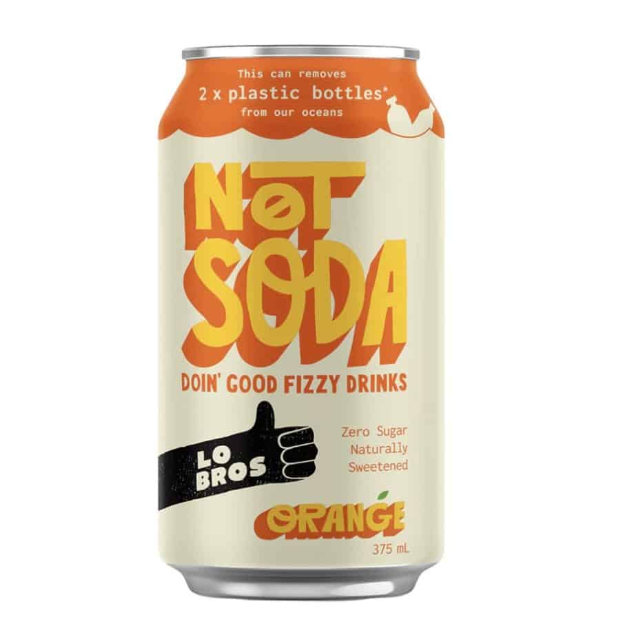 Lo bros living drinks online. Shop not Soda Lo bros fizzy drink in orange flavour Australia.