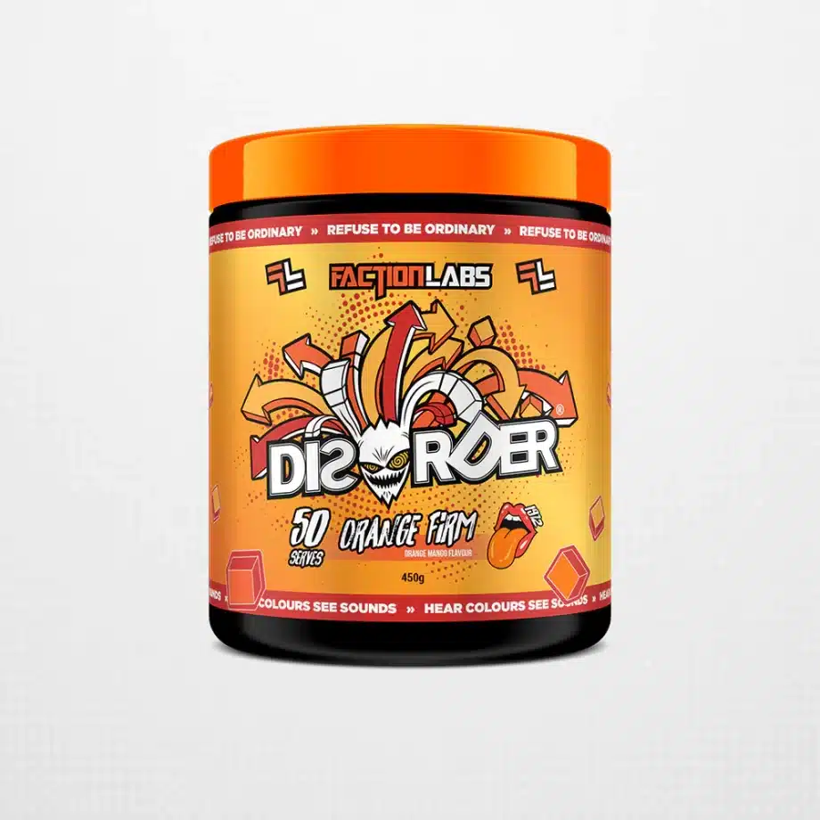 Faction labs disorder pre workout powder orange and mango 50 serves online Australia. Shop faction labs pre workout on the holistic health store