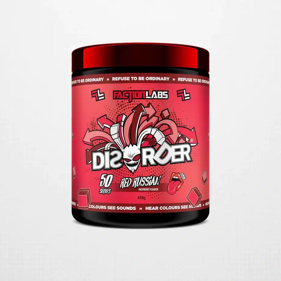 Raspberry pre workout Australia. Shop faction labs disorder pre workout powder - raspberry 25 serves or 50 serves tubs on the holistic health store online with ZipPay and AfterPay